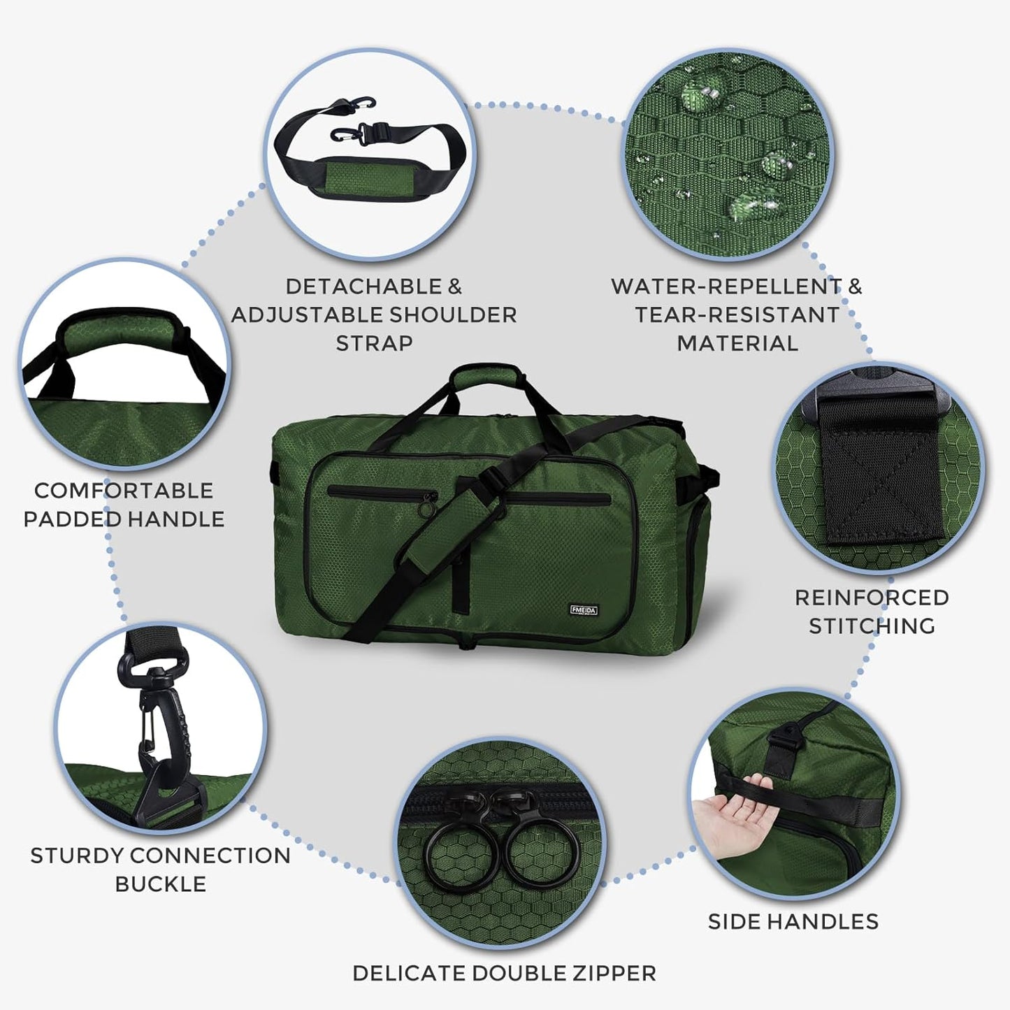 65L Duffle Bag Foldable Travel Duffel Bags for Men Women Travel Bag | Shoes Compartment, 65L Large Capacity, Foldable, Packable, Water Repellent, Tear Resistant, for Traveling Gym Overnight Camp