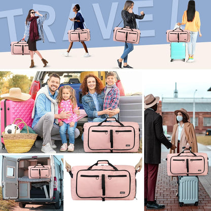 65L Duffle Bag Foldable Travel Duffel Bags for Men Women Travel Bag | Shoes Compartment, 65L Large Capacity, Foldable, Packable, Water Repellent, Tear Resistant, for Traveling Gym Overnight Camp