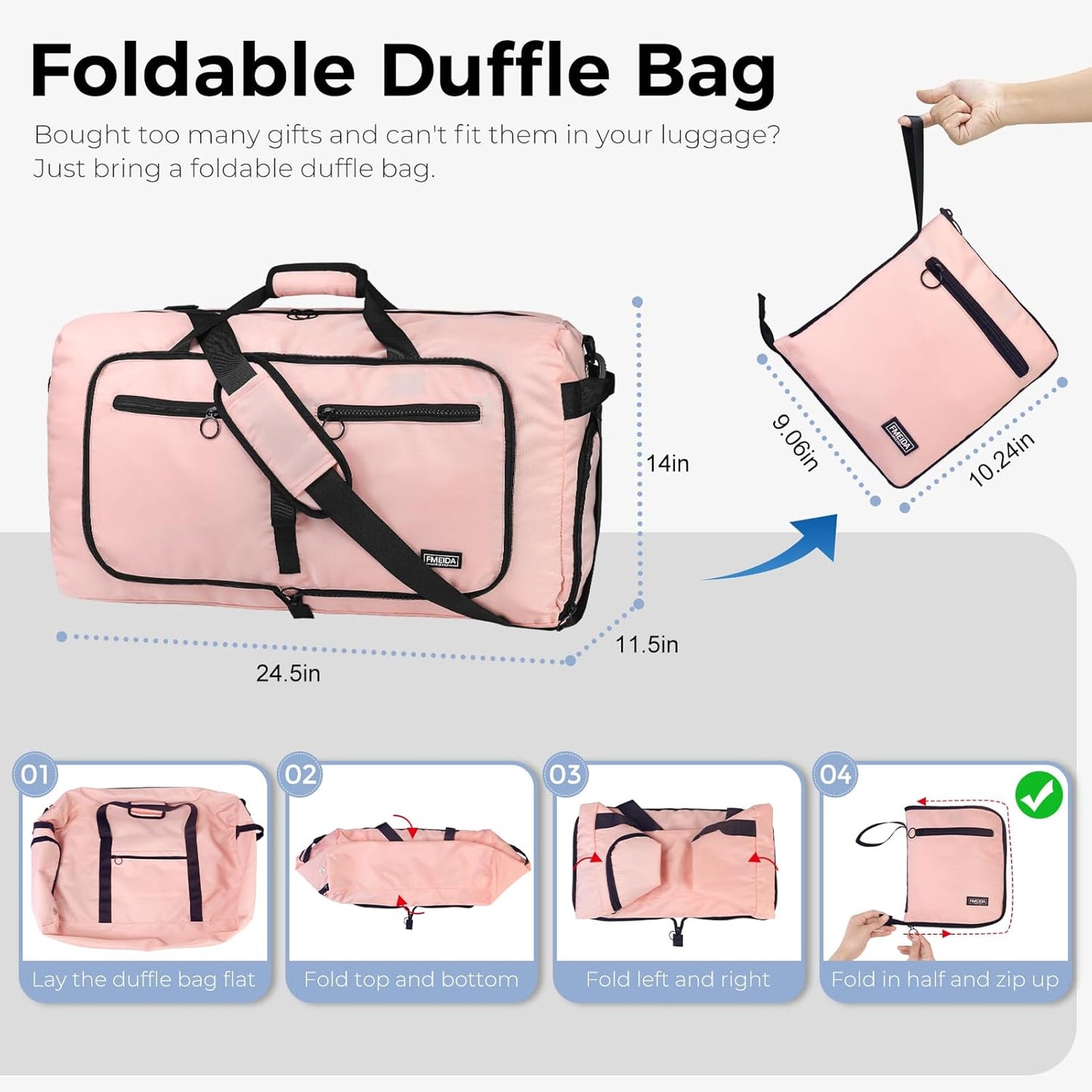 65L Duffle Bag Foldable Travel Duffel Bags for Men Women Travel Bag | Shoes Compartment, 65L Large Capacity, Foldable, Packable, Water Repellent, Tear Resistant, for Traveling Gym Overnight Camp