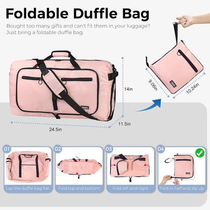 65L Duffle Bag Foldable Travel Duffel Bags for Men Women Travel Bag | Shoes Compartment, 65L Large Capacity, Foldable, Packable, Water Repellent, Tear Resistant, for Traveling Gym Overnight Camp