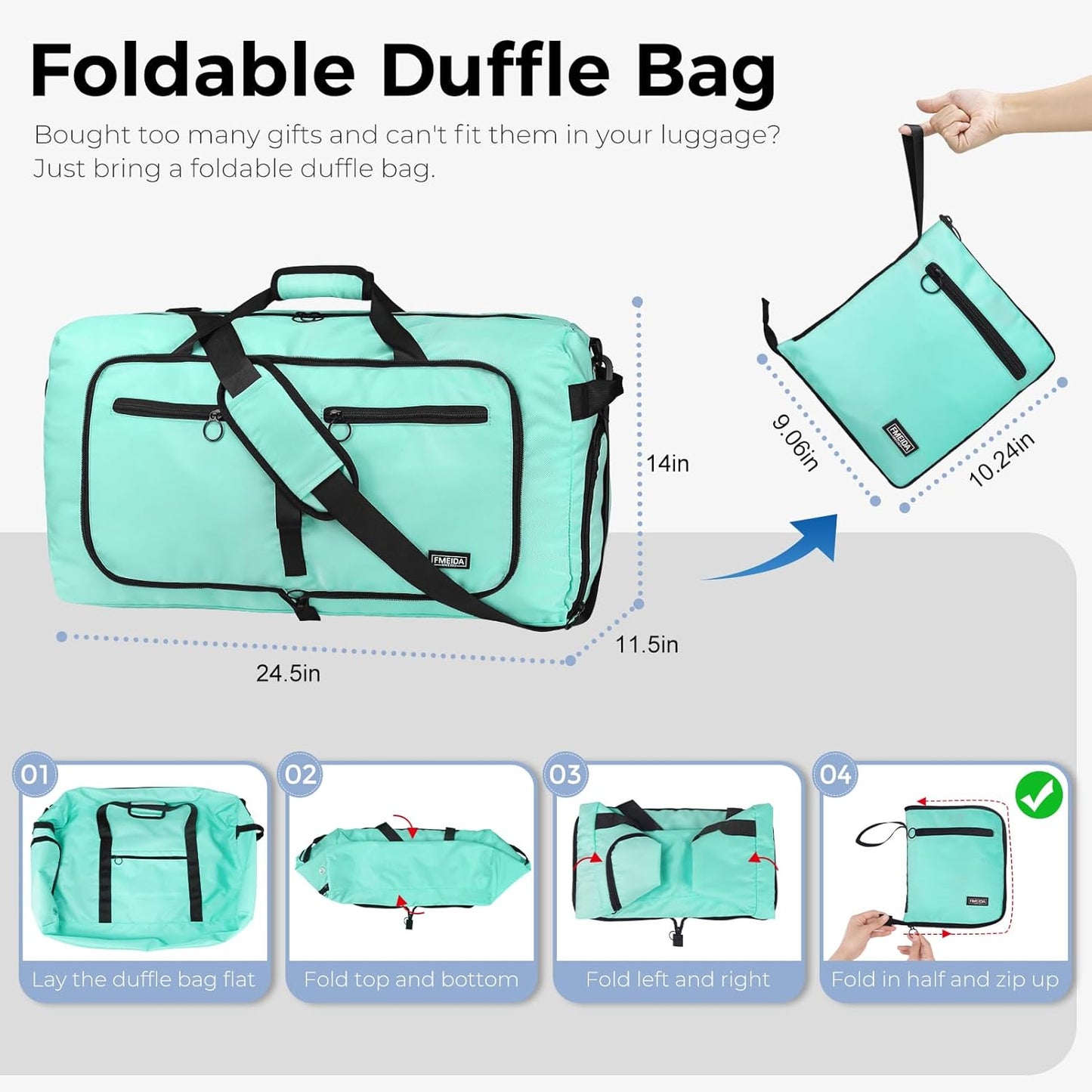 65L Duffle Bag Foldable Travel Duffel Bags for Men Women Travel Bag | Shoes Compartment, 65L Large Capacity, Foldable, Packable, Water Repellent, Tear Resistant, for Traveling Gym Overnight Camp