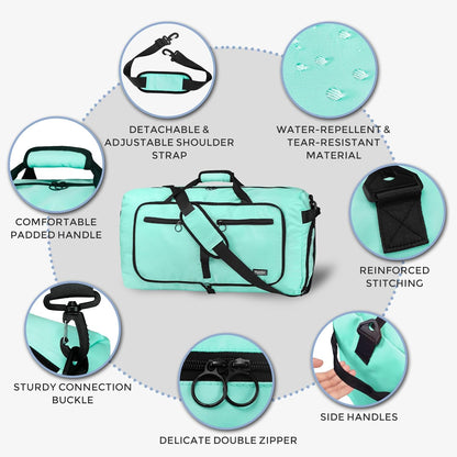 65L Duffle Bag Foldable Travel Duffel Bags for Men Women Travel Bag | Shoes Compartment, 65L Large Capacity, Foldable, Packable, Water Repellent, Tear Resistant, for Traveling Gym Overnight Camp