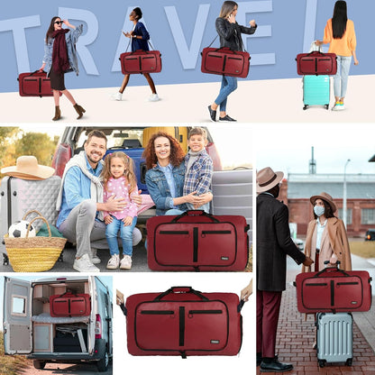 65L Duffle Bag Foldable Travel Duffel Bags for Men Women Travel Bag | Shoes Compartment, 65L Large Capacity, Foldable, Packable, Water Repellent, Tear Resistant, for Traveling Gym Overnight Camp