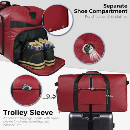 65L Duffle Bag Foldable Travel Duffel Bags for Men Women Travel Bag | Shoes Compartment, 65L Large Capacity, Foldable, Packable, Water Repellent, Tear Resistant, for Traveling Gym Overnight Camp