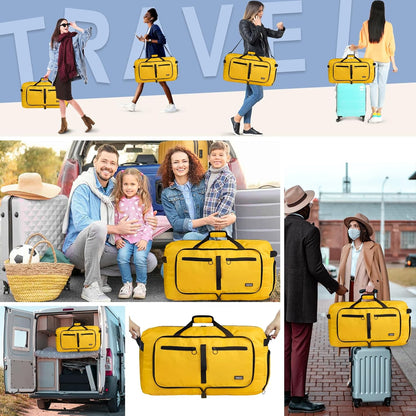 65L Duffle Bag Foldable Travel Duffel Bags for Men Women Travel Bag | Shoes Compartment, 65L Large Capacity, Foldable, Packable, Water Repellent, Tear Resistant, for Traveling Gym Overnight Camp