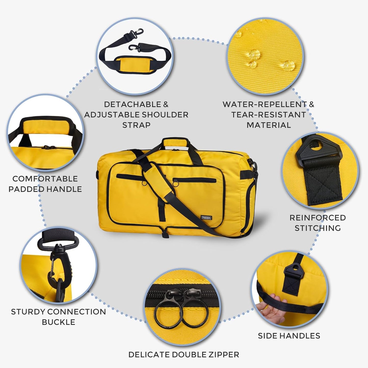 65L Duffle Bag Foldable Travel Duffel Bags for Men Women Travel Bag | Shoes Compartment, 65L Large Capacity, Foldable, Packable, Water Repellent, Tear Resistant, for Traveling Gym Overnight Camp