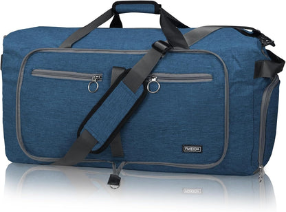 65L Duffle Bag Foldable Travel Duffel Bags for Men Women Travel Bag | Shoes Compartment, 65L Large Capacity, Foldable, Packable, Water Repellent, Tear Resistant, for Traveling Gym Overnight Camp