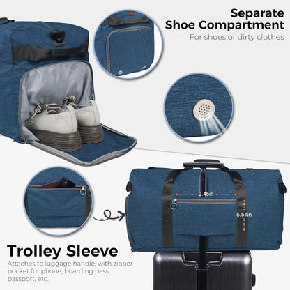 65L Duffle Bag Foldable Travel Duffel Bags for Men Women Travel Bag | Shoes Compartment, 65L Large Capacity, Foldable, Packable, Water Repellent, Tear Resistant, for Traveling Gym Overnight Camp