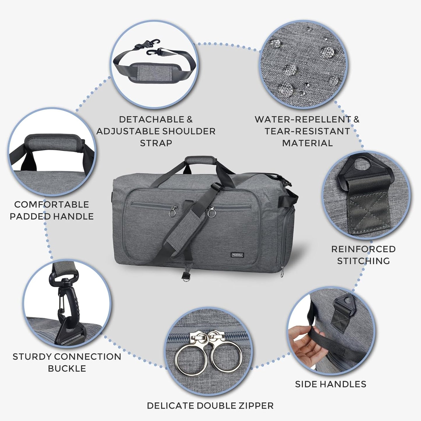 65L Duffle Bag Foldable Travel Duffel Bags for Men Women Travel Bag | Shoes Compartment, 65L Large Capacity, Foldable, Packable, Water Repellent, Tear Resistant, for Traveling Gym Overnight Camp