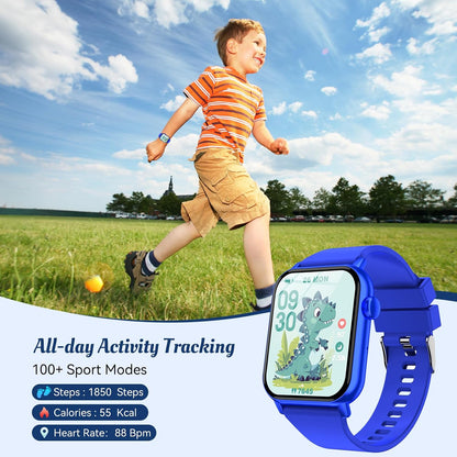 Smart Watch for Kids, 12 Puzzle Games HD Touch Screen Watches, Step Counter, Heart Rate and Sleep Monitor, Flashlight, Music Player,12/24 hr Educational Toys Birthday Gifts for Girls Ages 6-12 (Blue)
