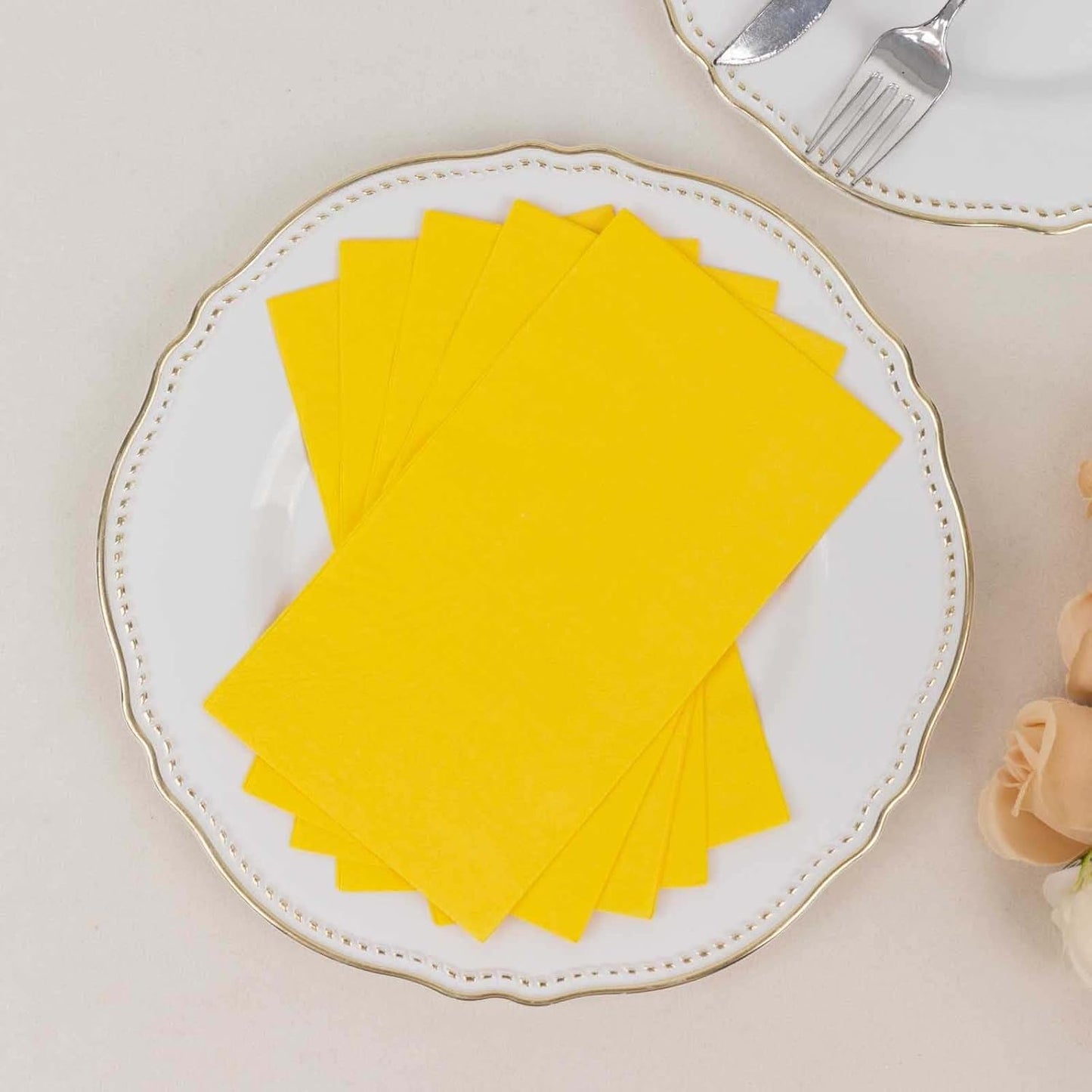 50-Pack Yellow Dinner Paper Napkins, Soft 2-Ply Absorbent Disposable Party Napkins for Summer Outdoor Parties and Receptions