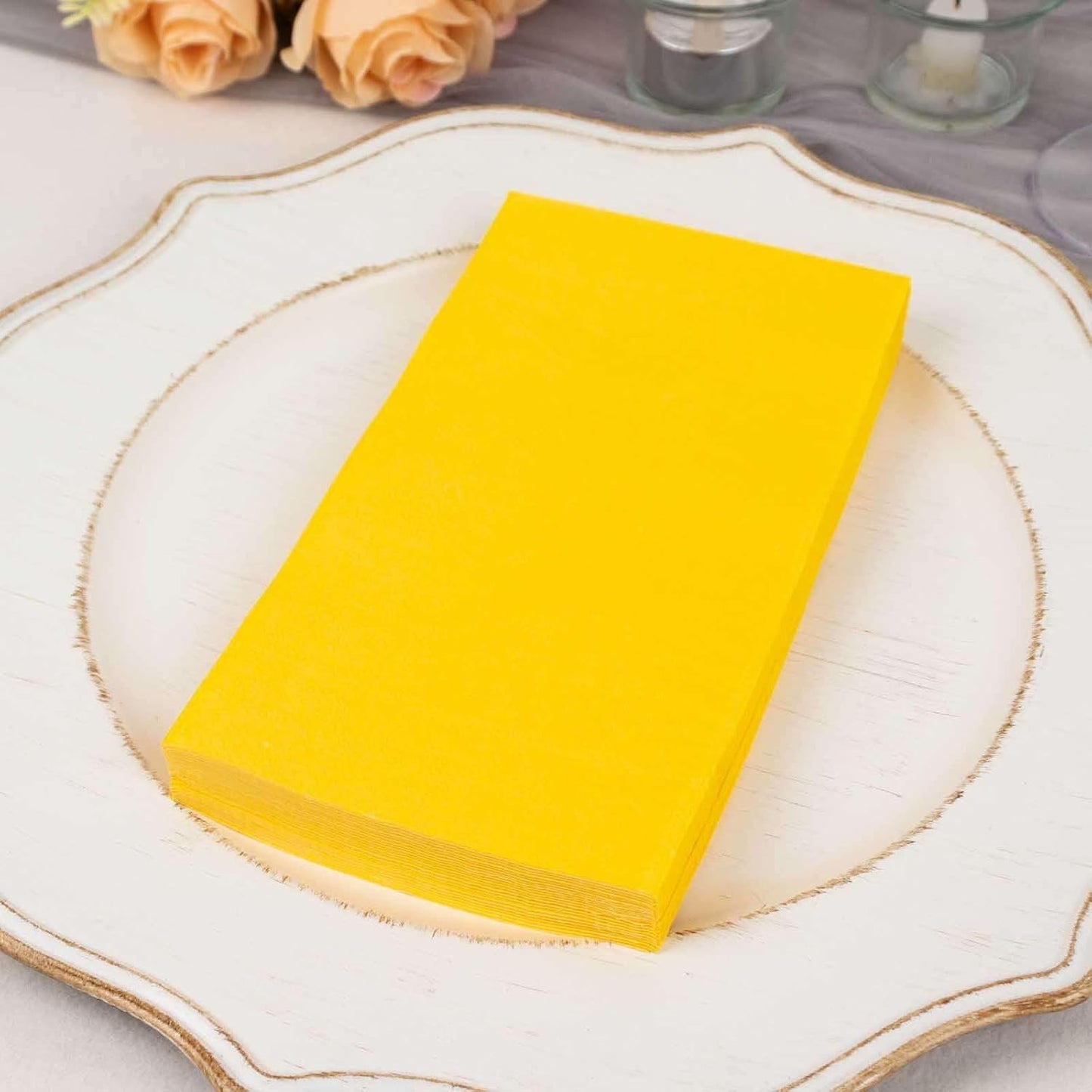 50-Pack Yellow Dinner Paper Napkins, Soft 2-Ply Absorbent Disposable Party Napkins for Summer Outdoor Parties and Receptions