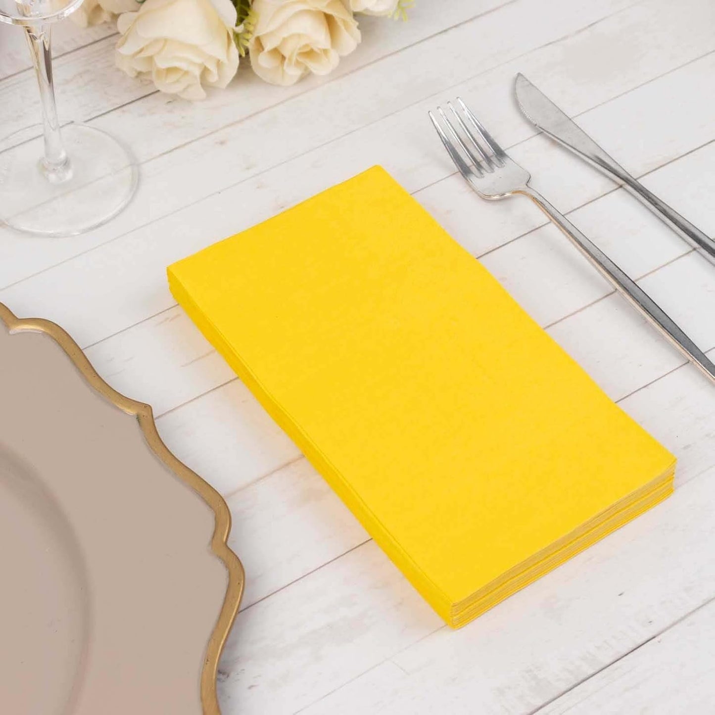50-Pack Yellow Dinner Paper Napkins, Soft 2-Ply Absorbent Disposable Party Napkins for Summer Outdoor Parties and Receptions