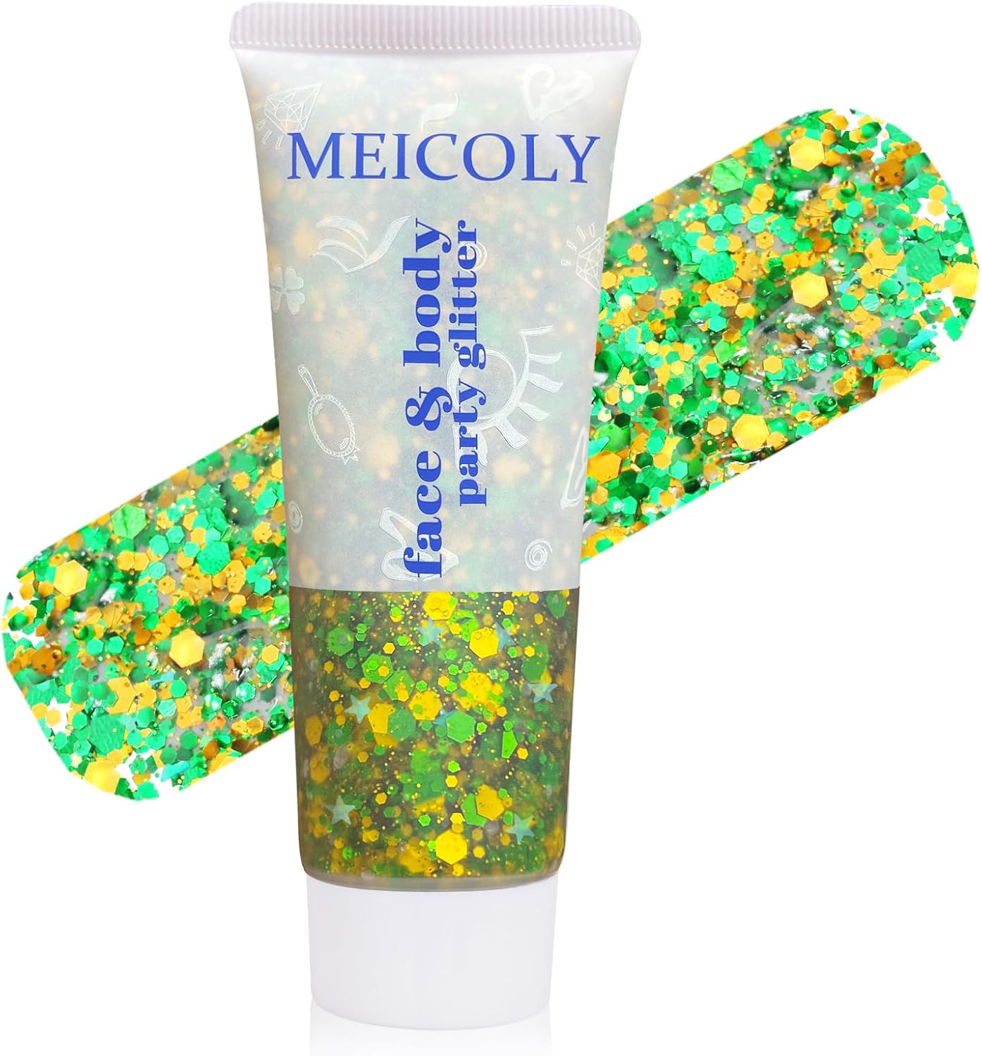 Green and Yellow Hair Glitter,Brazil Body Glitter,Gold Green Hair Sparkle Brasil Face Glitter Makeup for Mardi Gras Carnival Irish Festival Party,Body Glitter Accessories for Women