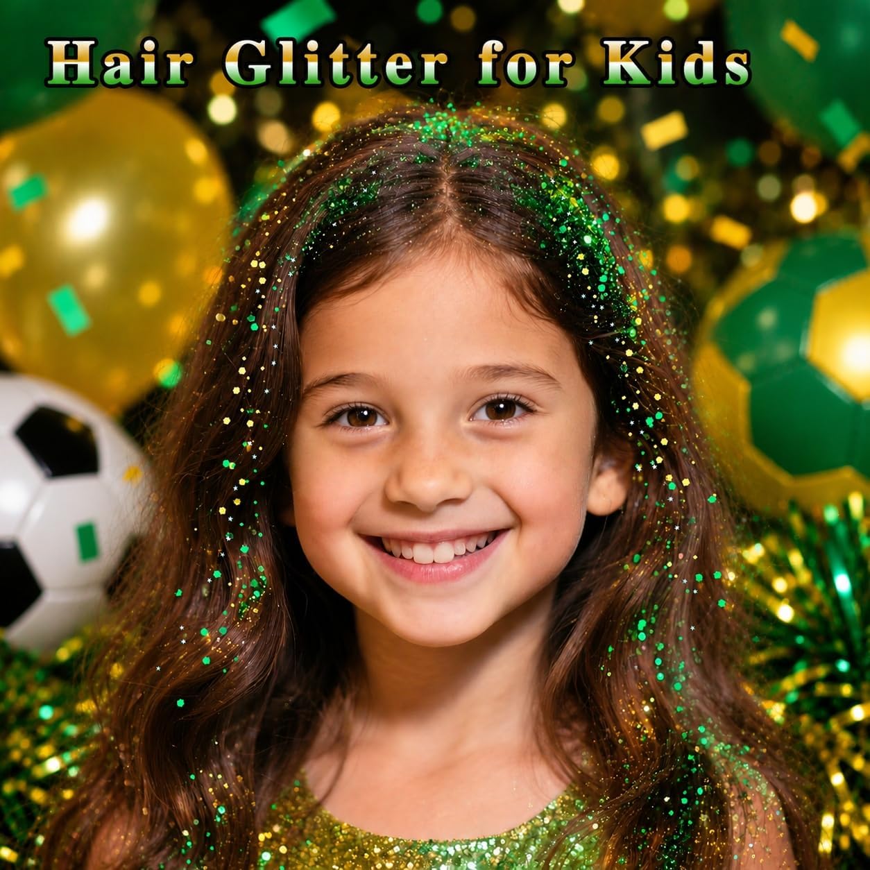 Green and Yellow Hair Glitter,Brazil Body Glitter,Gold Green Hair Sparkle Brasil Face Glitter Makeup for Mardi Gras Carnival Irish Festival Party,Body Glitter Accessories for Women
