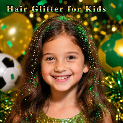 Green and Yellow Hair Glitter,Brazil Body Glitter,Gold Green Hair Sparkle Brasil Face Glitter Makeup for Mardi Gras Carnival Irish Festival Party,Body Glitter Accessories for Women