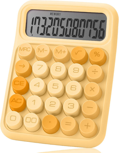 Mechanical Switch Calculator, 12 Digit Large LCD Display | Orange with Big Buttons, Mechanical Switch Calculator for Home, School, Office