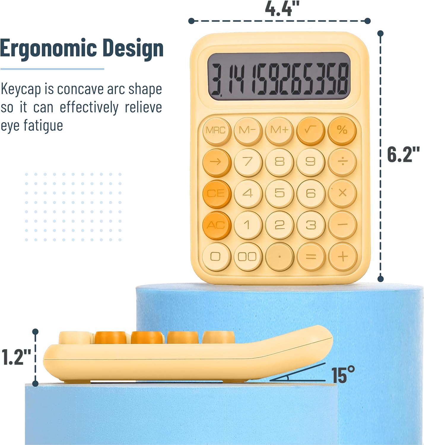 Mechanical Switch Calculator, 12 Digit Large LCD Display | Orange with Big Buttons, Mechanical Switch Calculator for Home, School, Office