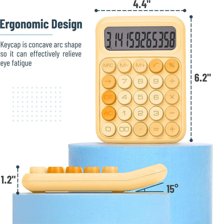 Mechanical Switch Calculator, 12 Digit Large LCD Display | Orange with Big Buttons, Mechanical Switch Calculator for Home, School, Office