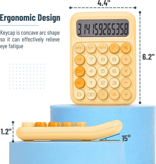 Mechanical Switch Calculator, 12 Digit Large LCD Display | Orange with Big Buttons, Mechanical Switch Calculator for Home, School, Office