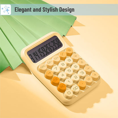 Mechanical Switch Calculator, 12 Digit Large LCD Display | Orange with Big Buttons, Mechanical Switch Calculator for Home, School, Office