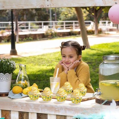 300Pcs Lemon Cupcake Liners Paper Baking Cups Summer Fruit Standard Muffin Cupcake Wrappers for Birthday Bridal Baby Shower Party Supplies