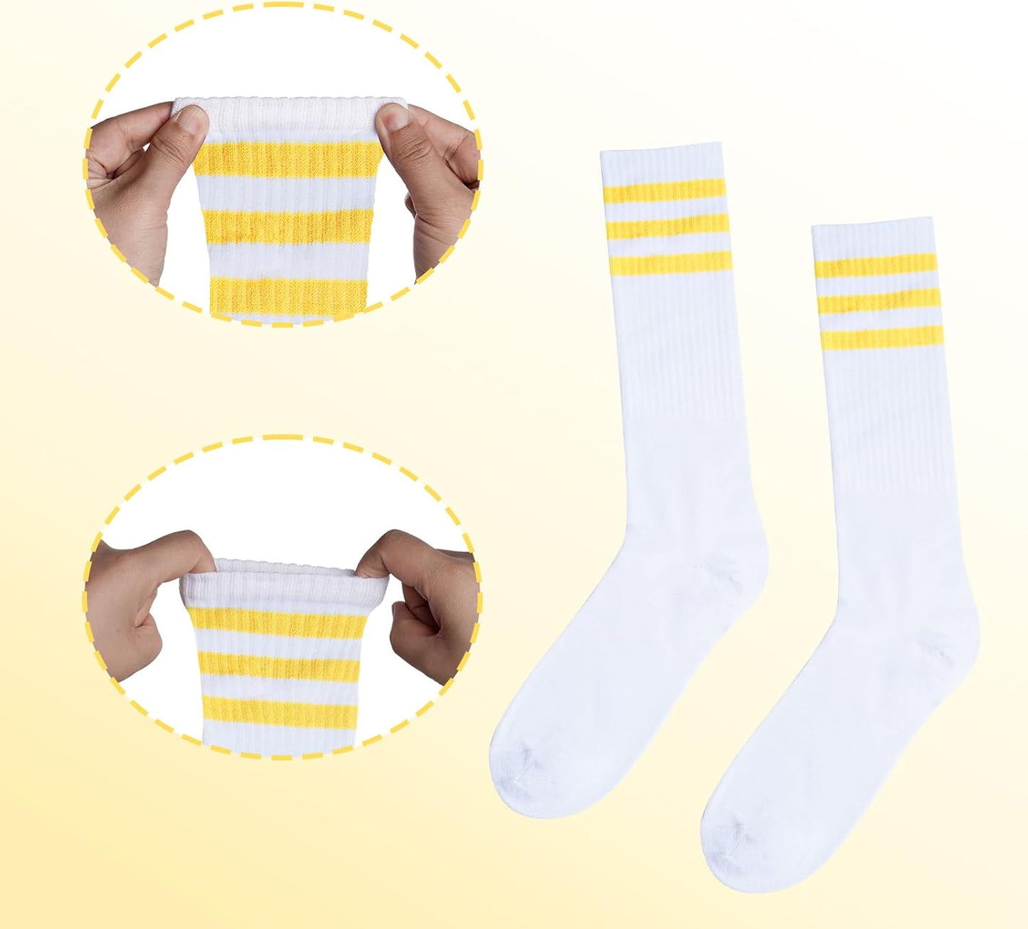 5 Pieces Striped Sweatbands and Socks Set, Sports Sweatbands Wrist Sweat Bands Red, White& Blue High Tube Socks 80s Accessories Costumes for Men Women