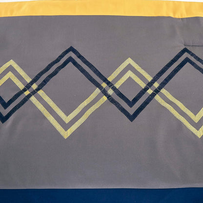 Arden 7-Piece Modern Pleated Stripe Embroidered Zigzag Bedding Comforter Set (Queen, Navy/Gray/Yellow/White)