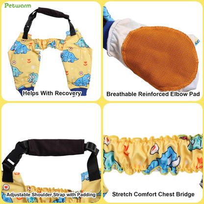 Dog Recovery Sleeve for Front Legs, Two-Leg Dog Leg Sleeve Helps Reduce Licking & Biting, Breathable Elbow Pads, Adjustable Anti-Slip Strap, Soft Cone Alternative, Yellow, M