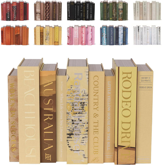 Yellow Faux Books Set of 9 - Hidden Storage Decorative Fake Books for Coffee Table, Home Staging, Interior Design & Fashion Accents & Beach House Accessories