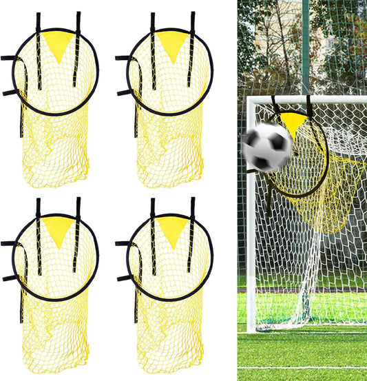 4PCS Soccer Goal Target Nets – High-Visibility Yellow Training Aids for Football Shooting Accuracy, Durable Oxford Cloth Design, Easy to Attach/Detach
