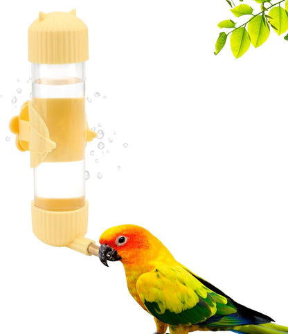 Bird Water Dispenser Parrot Waterer Automatic Bird Water Feeder for Medium Birds Cockatiel Conure Caique (Yellow (6.8oz))