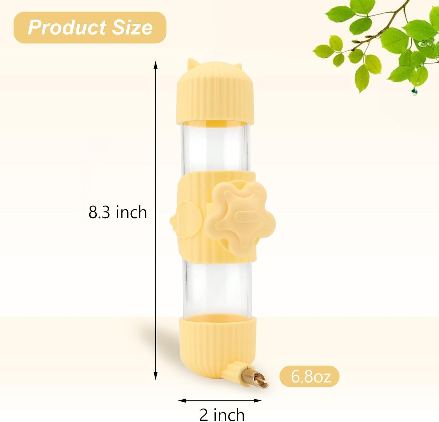Bird Water Dispenser Parrot Waterer Automatic Bird Water Feeder for Medium Birds Cockatiel Conure Caique (Yellow (6.8oz))