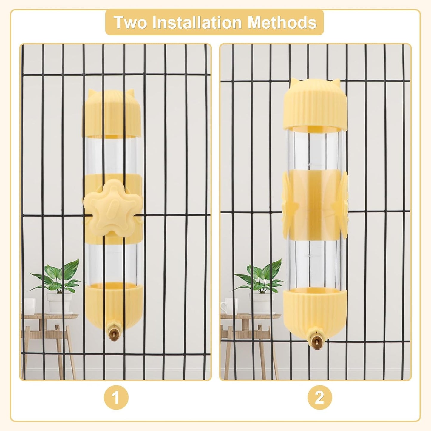 Bird Water Dispenser Parrot Waterer Automatic Bird Water Feeder for Medium Birds Cockatiel Conure Caique (Yellow (6.8oz))