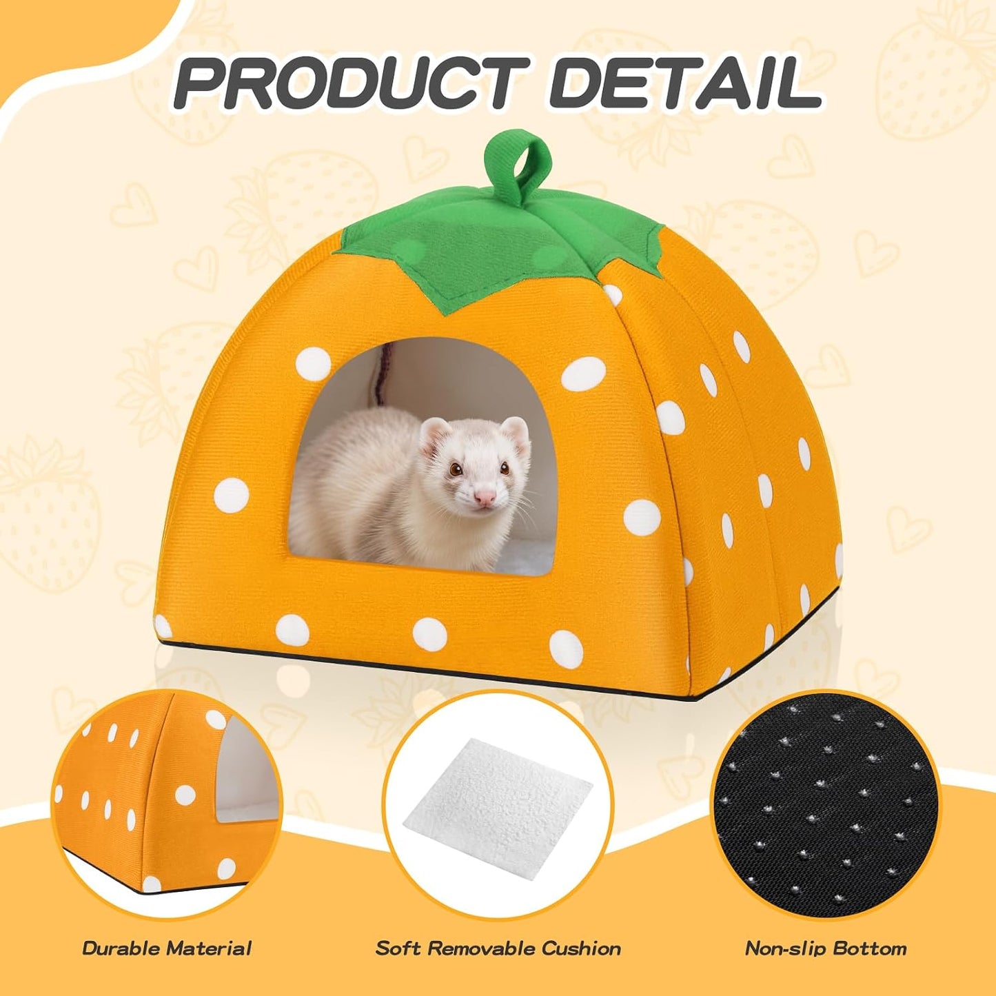 Guinea Pig Hideout Warm Fleece Small Animal Bed Washable Pet Cushion Winter Warm Sleeping Nest for Hamster Rabbit Chinchilla