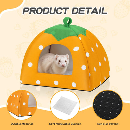 Guinea Pig Hideout Warm Fleece Small Animal Bed Washable Pet Cushion Winter Warm Sleeping Nest for Hamster Rabbit Chinchilla