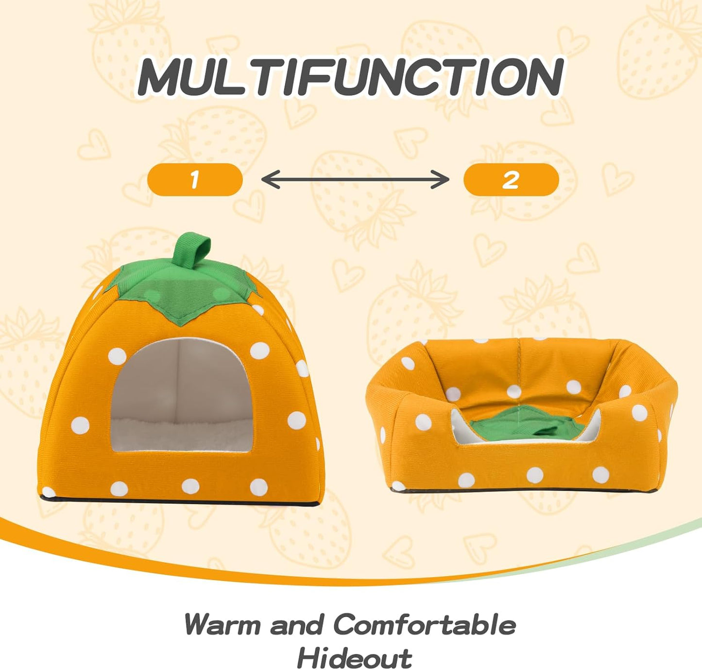 Guinea Pig Hideout Warm Fleece Small Animal Bed Washable Pet Cushion Winter Warm Sleeping Nest for Hamster Rabbit Chinchilla
