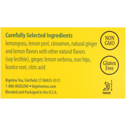 Lemon Ginger Herbal Tea Bags 28-Count Box (Pack of 1) Lemon Ginger Tea Bags Herbal Tea All Natural Gluten Free