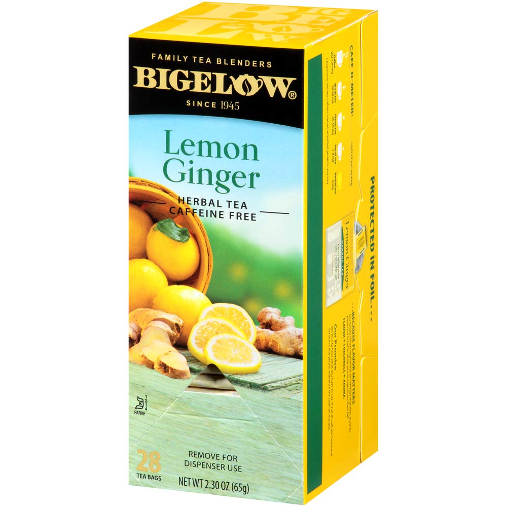 Lemon Ginger Herbal Tea Bags 28-Count Box (Pack of 1) Lemon Ginger Tea Bags Herbal Tea All Natural Gluten Free