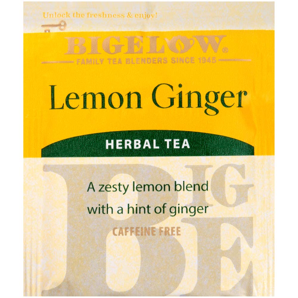 Lemon Ginger Herbal Tea Bags 28-Count Box (Pack of 1) Lemon Ginger Tea Bags Herbal Tea All Natural Gluten Free