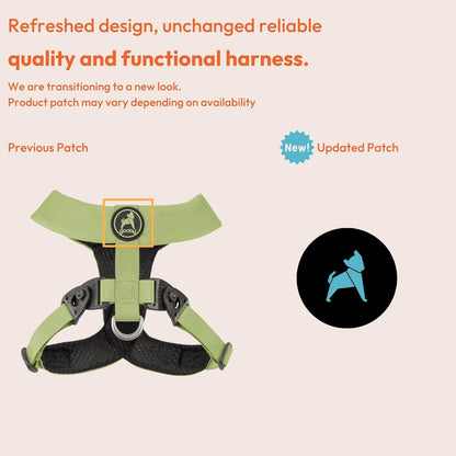 Comfort X Dual Snap Dog Harness, Choke-Free, Yellow, Large | Patented choke-free V-neck X-frame; Flexible body frame; Snap & swivel buckle; Breathable double mesh; Head-in fit