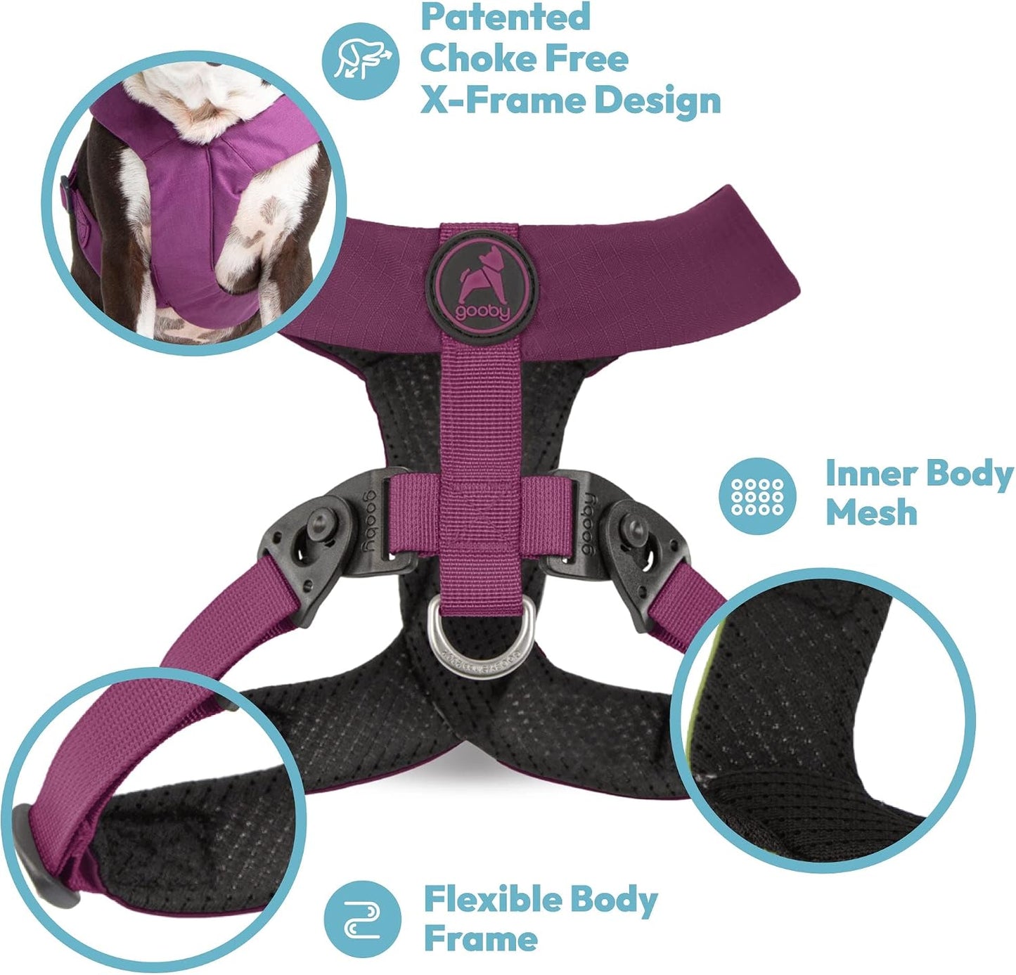 Comfort X Dual Snap Dog Harness, Choke-Free, Yellow, Large | Patented choke-free V-neck X-frame; Flexible body frame; Snap & swivel buckle; Breathable double mesh; Head-in fit