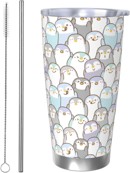 Lemon Tumbler 20oz Fruit Stainless Steel Vacuum Insulated Tumblers with Lid and Straw Mint Green Travel Coffee Mug Tea Wine Cups Water Bottle Gifts for Women