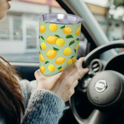 Lemon Tumbler 20oz Fruit Stainless Steel Vacuum Insulated Tumblers with Lid and Straw Mint Green Travel Coffee Mug Tea Wine Cups Water Bottle Gifts for Women