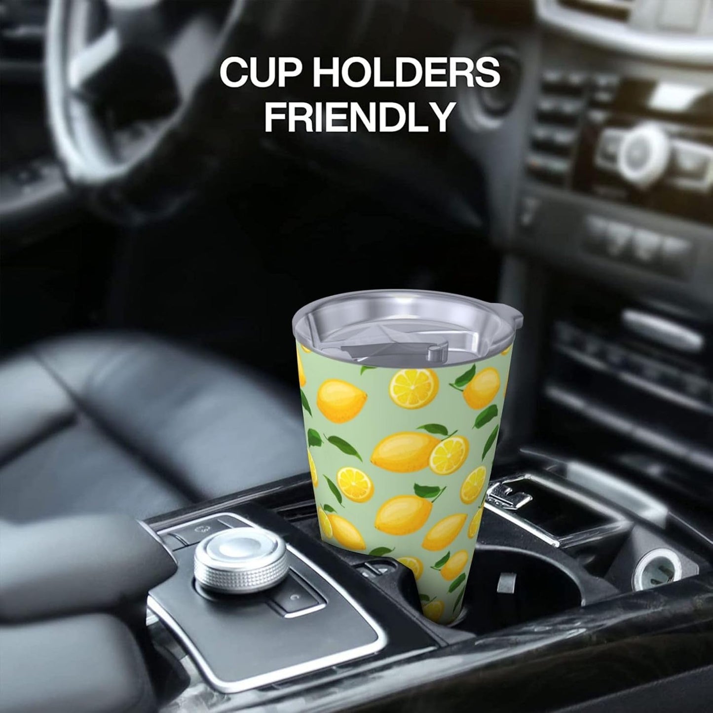 Lemon Tumbler 20oz Fruit Stainless Steel Vacuum Insulated Tumblers with Lid and Straw Mint Green Travel Coffee Mug Tea Wine Cups Water Bottle Gifts for Women