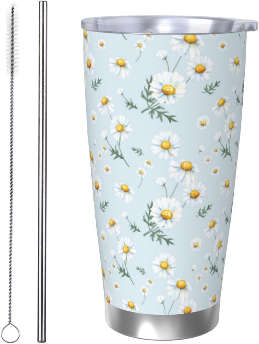 Lemon Tumbler 20oz Fruit Stainless Steel Vacuum Insulated Tumblers with Lid and Straw Mint Green Travel Coffee Mug Tea Wine Cups Water Bottle Gifts for Women