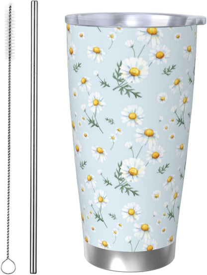 Lemon Tumbler 20oz Fruit Stainless Steel Vacuum Insulated Tumblers with Lid and Straw Mint Green Travel Coffee Mug Tea Wine Cups Water Bottle Gifts for Women