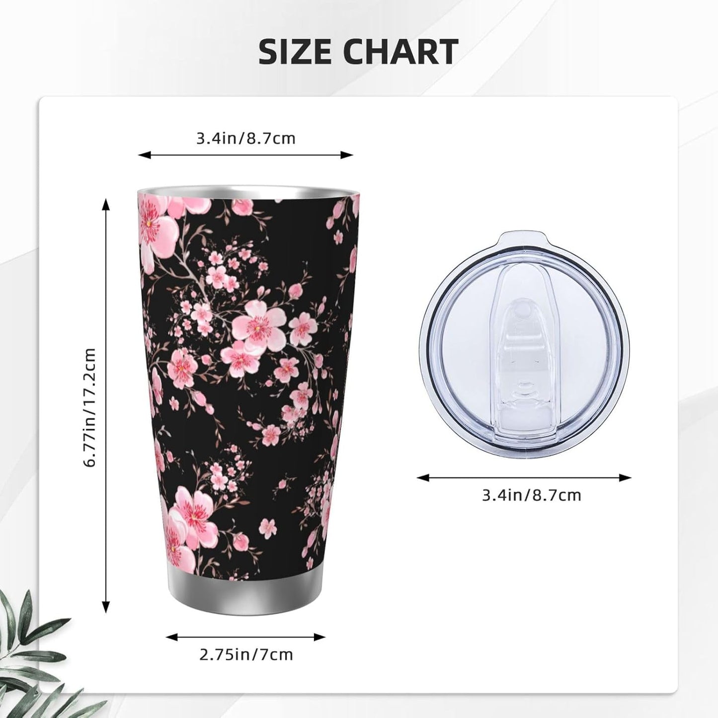 Lemon Tumbler 20oz Fruit Stainless Steel Vacuum Insulated Tumblers with Lid and Straw Mint Green Travel Coffee Mug Tea Wine Cups Water Bottle Gifts for Women