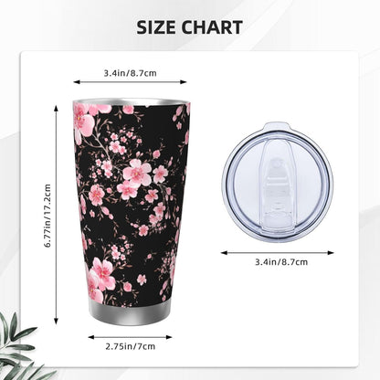 Lemon Tumbler 20oz Fruit Stainless Steel Vacuum Insulated Tumblers with Lid and Straw Mint Green Travel Coffee Mug Tea Wine Cups Water Bottle Gifts for Women