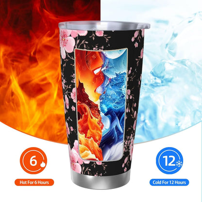 Lemon Tumbler 20oz Fruit Stainless Steel Vacuum Insulated Tumblers with Lid and Straw Mint Green Travel Coffee Mug Tea Wine Cups Water Bottle Gifts for Women